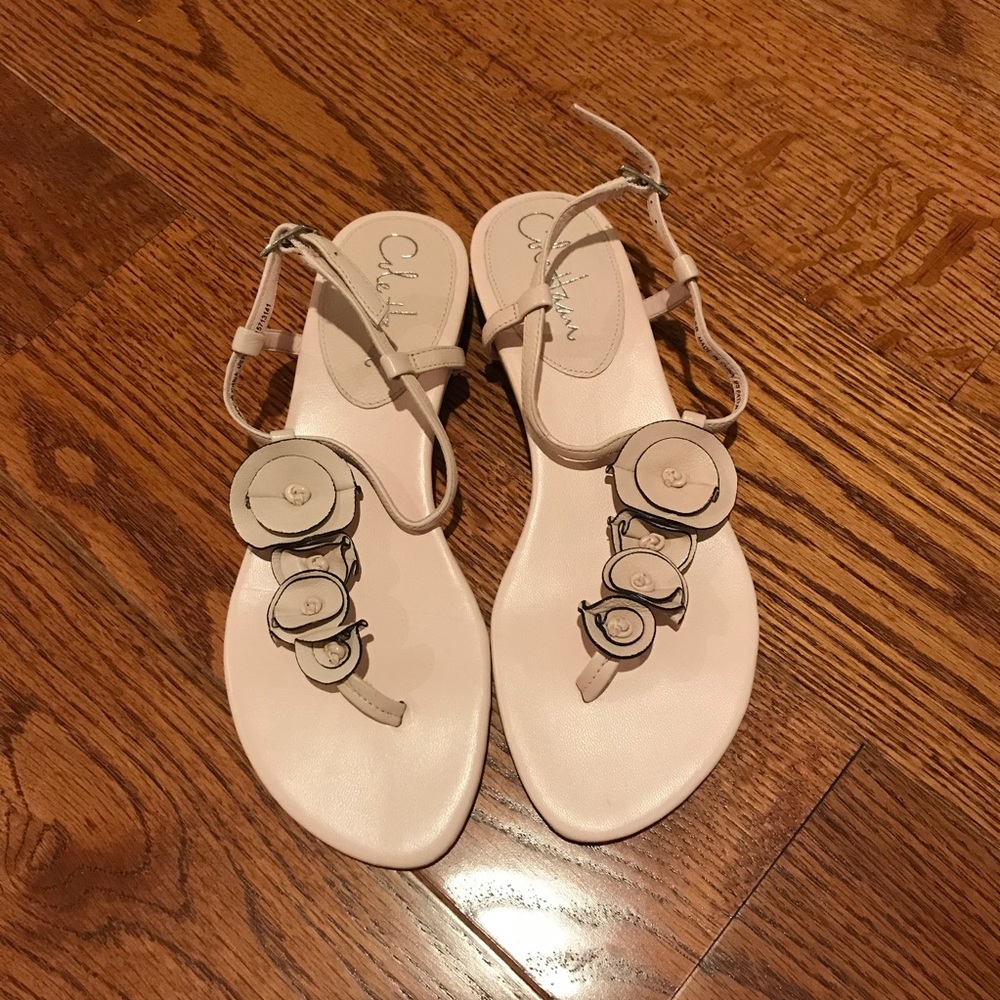 Floral Leather Thong Sandals
